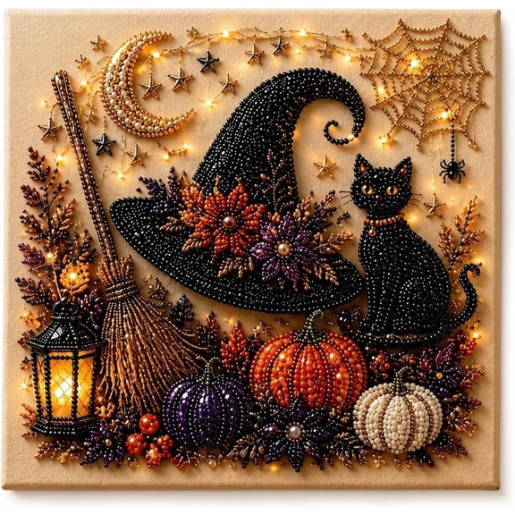 Spookira Halloween Ghost Pearl Art DIY Kit,3D Diamond Art Kits for Adults,DIY Home Decor Wall Art,Beginner DIY Seasonal Party Gift