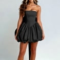 thumbnail image 6 of Stichou Strapless Homecoming Dresses with Bow Corset Graduation Prom Party Dresses for Teens A Line Cocktail Party Dress Black S, 6 of 7