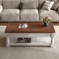 thumbnail image 4 of Atumcto Retro Lift-Top Coffee Table with Hidden Storage and Lower Shelf for Living Room, Espresso & Weathered White, 4 of 11