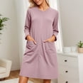 thumbnail image 2 of XIAONU Womens Nightshirt Long Sleeve Zip-Front Nightgown With Pockets Soft Practical Casual Sleepwear, 2 of 6