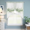 thumbnail image 6 of Eucalyptus Leaf Swag Valances for Windows 2 Pack Watercolor Spring Green Leaf Green Plaid Swag Kitchen Curtains 45 Inches Long Rod Pocket Short Window Treatment for Kitchen Bathroom 36"x45", 6 of 9