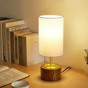 NATYSWAN Bedside Table Lamps Set of 2,Touch Control Nightstand Lamp with USB Ports,Minimalist Modern Desk Lamps with Fabric Shade for Bedroom Living Room
