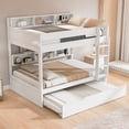 thumbnail image 3 of Euroco Wood Twin over Twin Bunk Bed with Storage Shelves and Trundle, White, 3 of 9