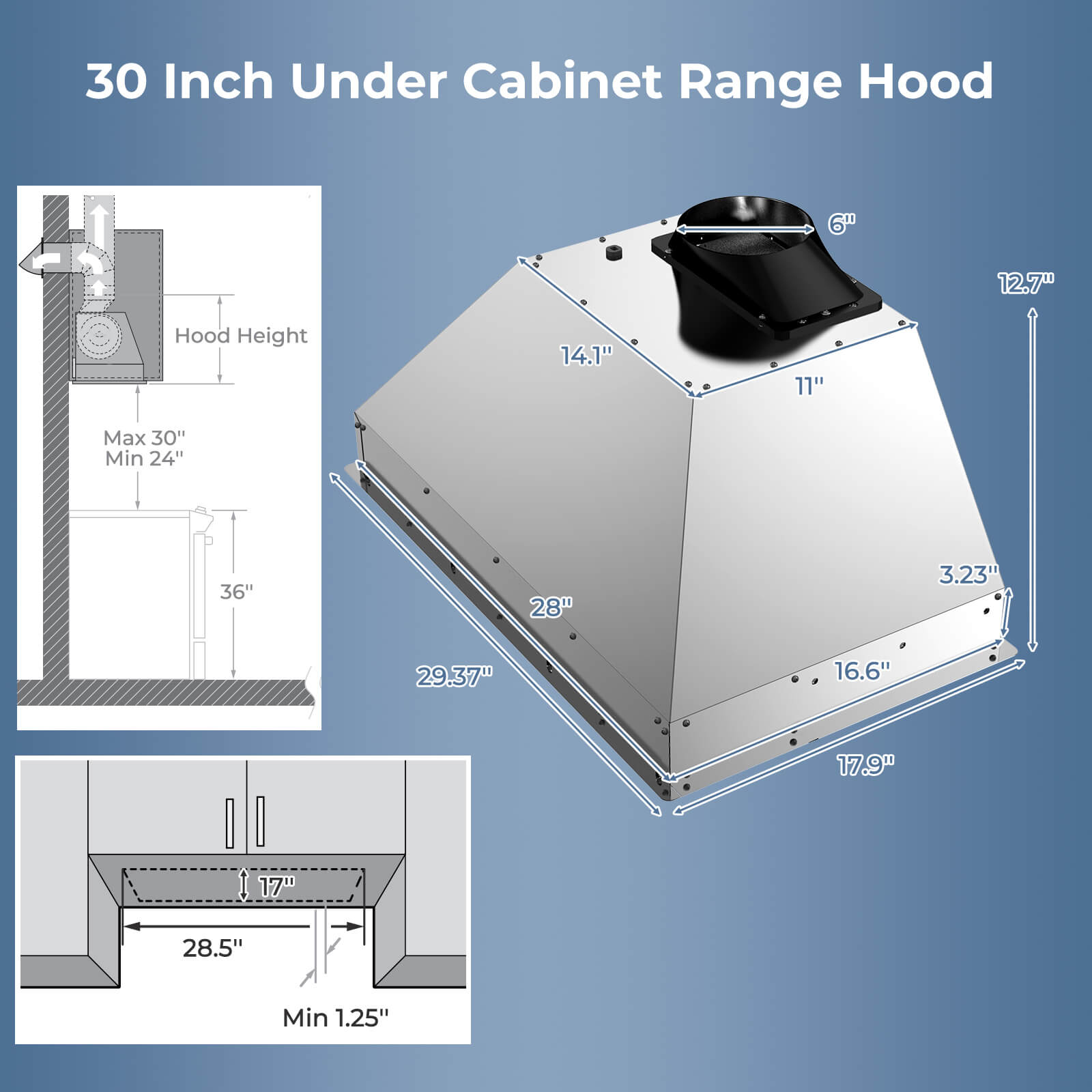 Costway 30 Inch Under Cabinet Range Hood with 4 Fan Speeds, Touch/Gesture/Remote Control