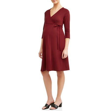 - Maternity Nursing Friendly 3/4 Sleeve Wrap Dress