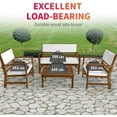thumbnail image 7 of FDW Set 4-Piece Acacia Wood Outdoor Chat Patio Furniture with Cushions, Beige/White, 7 of 7