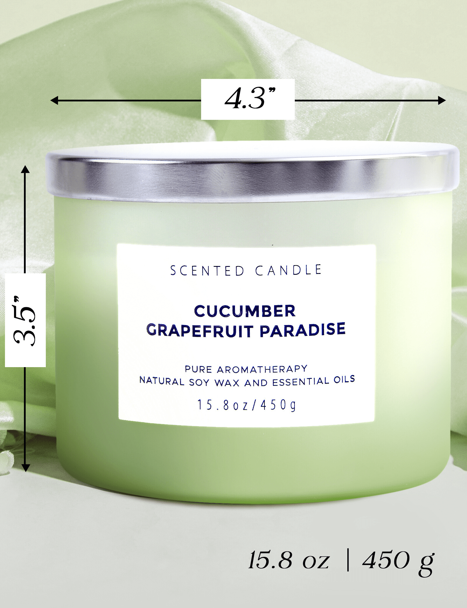 Cucumber Grapefruit Paradise 3-Wick Soy Candle – Fresh Citrus Aromatherapy Candle in Gift Box | 15.8 oz Clean Burning Scented Candle with Reusable Jar