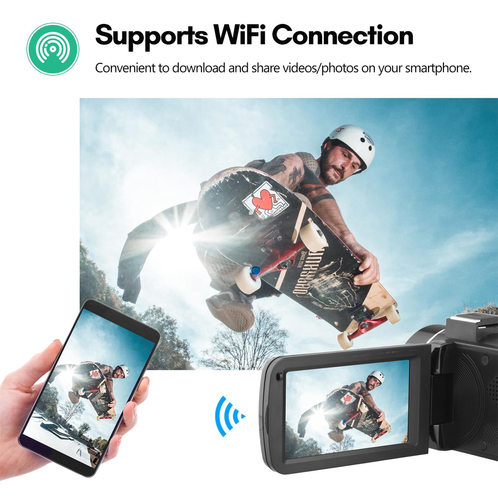 Camcorder Digital Video Camera 56MP 18X Digital Zoom 3.0in IPS Touchscreen Video Camera With 2 Battery Remote Control