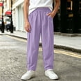 thumbnail image 3 of HAOTAGS Kids Printed Elastic Waistband With Pockets Loose Pants (5-15) Outdoor Casual Nylon Spandex Trousers Purple Size 14, 3 of 10