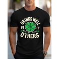 thumbnail image 1 of Drinks Well with Others" with Clover and Different Layout Print - Short Sleeve T - Shirt: Show A Unique St. Patrick'S Day Design, Casual and Stylish, Suitable for Those Who Love Themed Shirts, Casual, 1 of 5