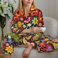 thumbnail image 6 of Uemuo Hippie Peace Love Pattern Womens Pajama Sets,PJ Set for Women,Pajamas for Women Logo,Long Sleeve Pajama Set for Women,Soft Long Sleeve Top With Pants-Small, 6 of 9