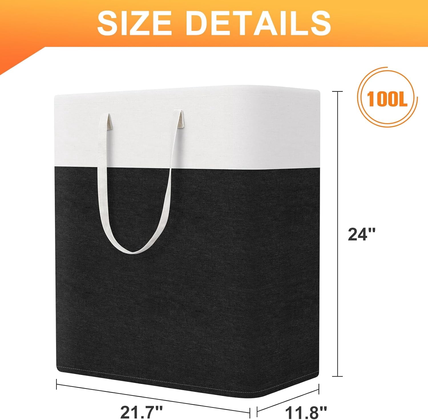 EP laundry basket 3-Pack, laundry hamper, Hamper with handles, collapsible laundry baskets, Waterproof dirty clothes hamper, Towel Storage for Home or Dorm, 100L-Black