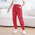 thumbnail image 3 of Delliss Girls' Trendy Fleece Solid Color Jogger Pants With Pocket Red 14 Years, 3 of 4