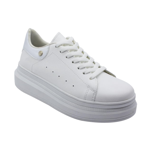 Tenis Casuales Blanco con agujeta para dama con suela alta Chevere CH-2010-BA
