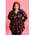thumbnail image 2 of TIYOMI Plus Size 5X Long Sleeve Tunic For Women Valentine's Day Henley Heart V Neck Buttons Up Pullover Swing Flowy Tops Pleated Babydoll Casual Tunics Fall Winter Shirts 5XL 26W 28W, 2 of 5