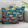 thumbnail image 3 of MLJA  Colorful Fish Pillow Covers,Art Fishes sea Life Dark Blue Throw Pillow Cases Cushion Covers for Bedroom,Sofa,Couch, 3 of 5