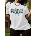 thumbnail image 1 of Spring Freshness | Women's Casual "MAMA" Graphic Tee - Short Sleeve Crew Neck T-Shirt with Leopard Print Hat & Turquoise Bow Design, Lightweight Polyester, Spring/Summer Collection, Spring Summer Tee, 1 of 7