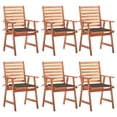 thumbnail image 3 of vidaXL Patio Dining Chairs Outdoor Patio Chair with Cushions Solid Wood Acacia, 3 of 35