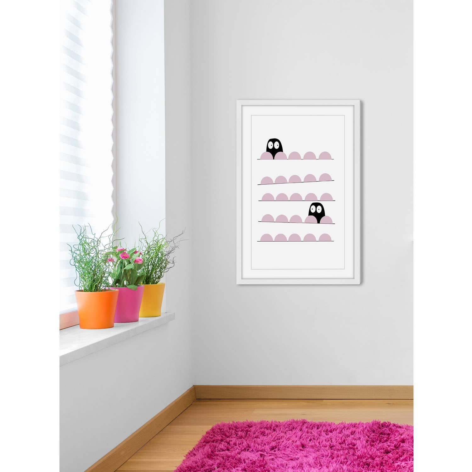 Marmont Hill "Hiding in Pink" by Katarina Snygg Framed Painting Print