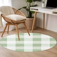 thumbnail image 4 of Sage Green Plaid Round Area Rug 3.3 FT, Non Slip Small Entryway Kitchen Mat, Spring Farmhouse Buffalo Checkered Washable Soft Circular Rug Non-Shedding Door Mat for Bathroom Playroom Kids Room, 4 of 9