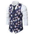 thumbnail image 4 of Frontwalk Mens Xmas Vest Snowman Print Jacket Sleeveless Christmas Waistcoat Men Silm Fit Suit Vests V Neck Purple XL, 4 of 6