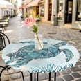 thumbnail image 6 of Teal Turtle Coastal Round Tablecloth for 45-54 Inch Tables,Fitted Table Cover with Elastic Edge,Summer Beach Starfish Nautical Sea Waterproof Outdoor Table Cloth Protector for Patio Garden Dinner, 6 of 9