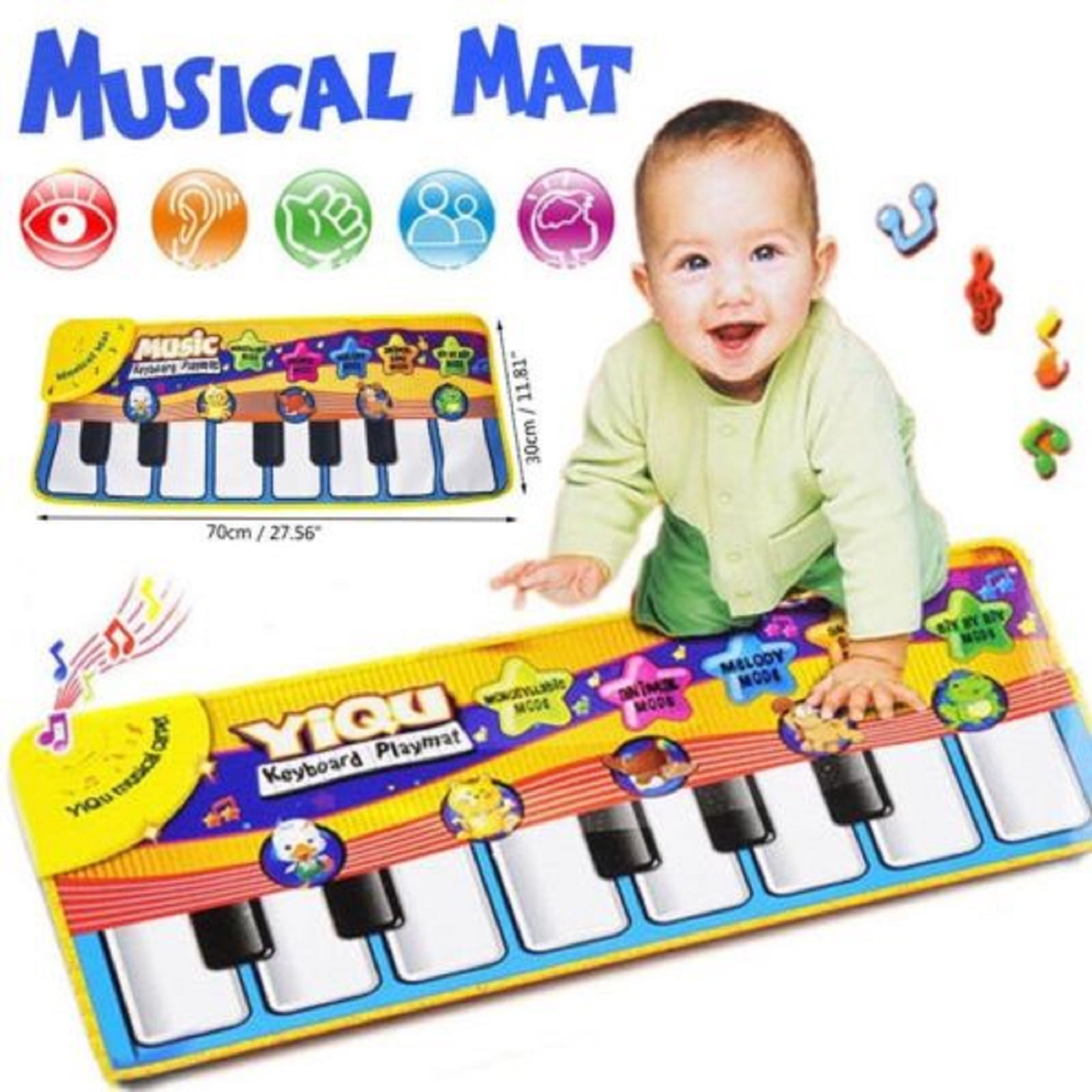 JINSIJU Baby Musical Play Mats Kid Piano Soft Mat Animal Educational Cartoon Kick Toy