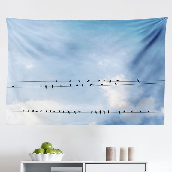Ocean Tapestry, Illustration of Dolphins on Sea Waves with Water Drops Framework Abstract, Fabric Wall Hanging Decor for Bedroom Living Room Dorm, 2 Sizes, Beige Blue Aqua, by Ambesonne