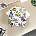 thumbnail image 5 of CAICJ98 Halloween Shirts for Toddler Boys Girls Cute Pumpkin Ghost T-Shirt Retro Spooky Season Outfit Fall Tees Short Sleeve Tops Halloween Tshirts Kids (Green,3-4 Years), 5 of 6