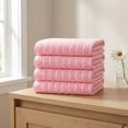 thumbnail image 4 of REGALWOVEN Cotton Striped Washcloths - 13" x 13" Soft & Absorbent Face Cloths for Bathroom, Kitchen Pink 6pk, 4 of 7