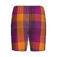 thumbnail image 2 of Haiem Purple Yellow Buffalo Plaid Men's Pajama Short with Soft Woven Cotton Elastic Waistband Sleep Short-Small, 2 of 9