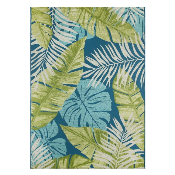 Mainstays Palm 7’x 10’ Outdoor Woven Rug - Polypropylene/Polyester - Multi Color