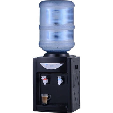 WSYW Top Loading Countertop Water Cooler Dispenser with Child Safety Lock, Freestanding Water Dispenser for Home Office Coffee, Black