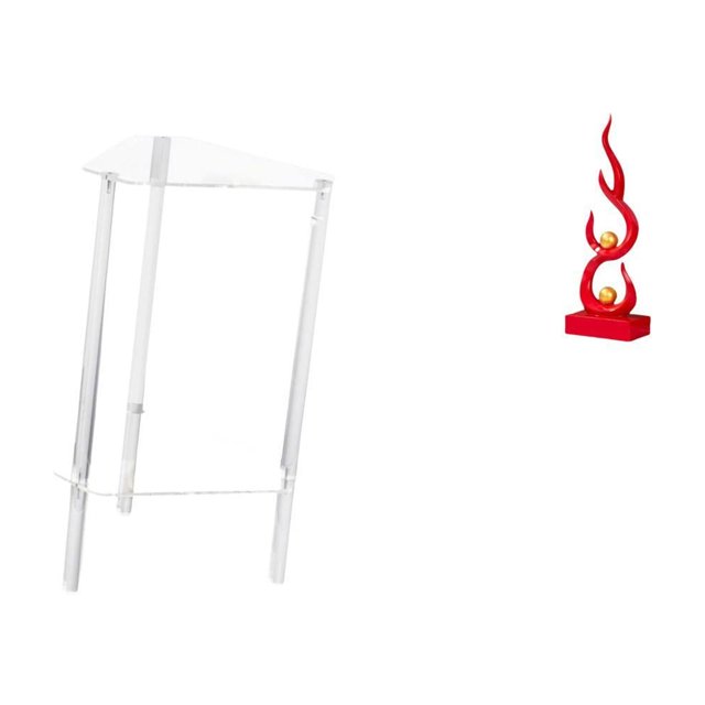 Mesita de noche,Mesa auxiliar de acrílico transparente,mesa auxiliar transparente de 2 niveles,Mesa pequeña de acrílico,mesita de noche pequeña,compacta,Escultura abstracta de fuego,Estatua