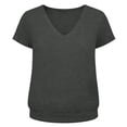 thumbnail image 4 of Chuancc Women's V Neck T Shirts, Summer Casual Short Sleeve Tops Loose Fit Rolled Sleeve Tees Trendy Shirts Gray M, 4 of 4