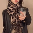 thumbnail image 6 of Jiibva Leopard Tassels Scarf Lady Oversized Long Soft Warm Wrap Shawl Windproof Winter Neck Warmer Animal Print Scarves for Women, 6 of 7