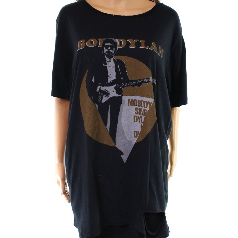 Recycled Karma Recycled Karma NEW Black Women Size Large L Distressed Boyfriend Tee TShirt