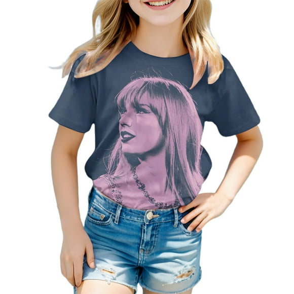 Icvfdpl Taylor Swift Tshirt Girls,Short Sleeve Tee Summer Crewneck T Shirt Casual Fit Basic Shirts For Music Concert 8-9 Years,Trendy Girls Tshirts