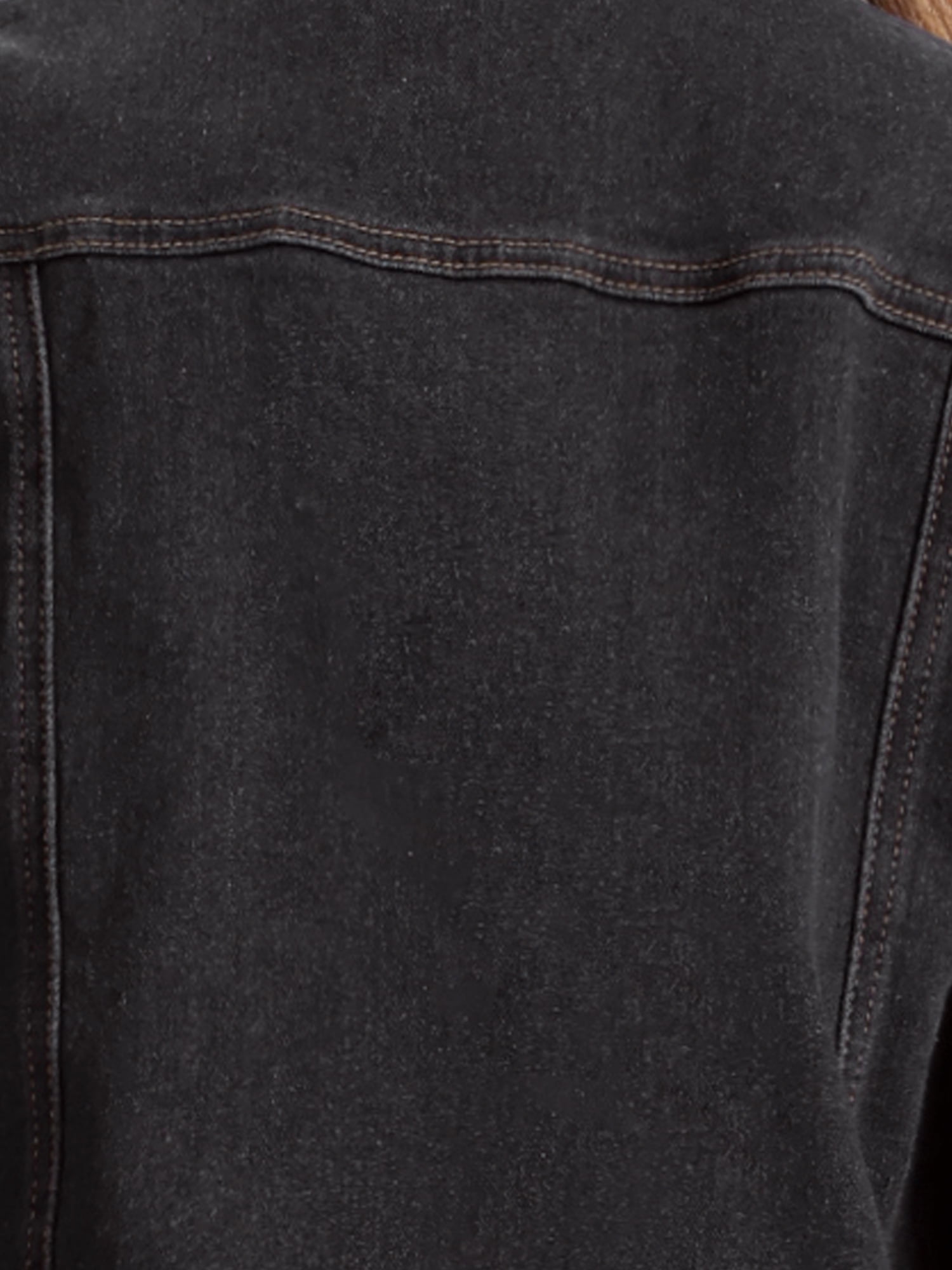 DARING DIVA Women's Short Puff Sleeves Button-Down Denim Jacket XS Black