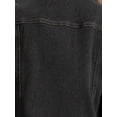 thumbnail image 5 of DARING DIVA Women's Short Puff Sleeves Button-Down Denim Jacket L Black, 5 of 6