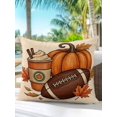 thumbnail image 6 of Outdoor Pillows Waterproof, Fall Thanksgiving Bedding Throw Pillows with Insert for Couch Sofa Bed, Football Pumpkins Maple Leaves Beige 16x16 Inch Pillowcases Decorative Patio Pillow Set of 1, 6 of 8