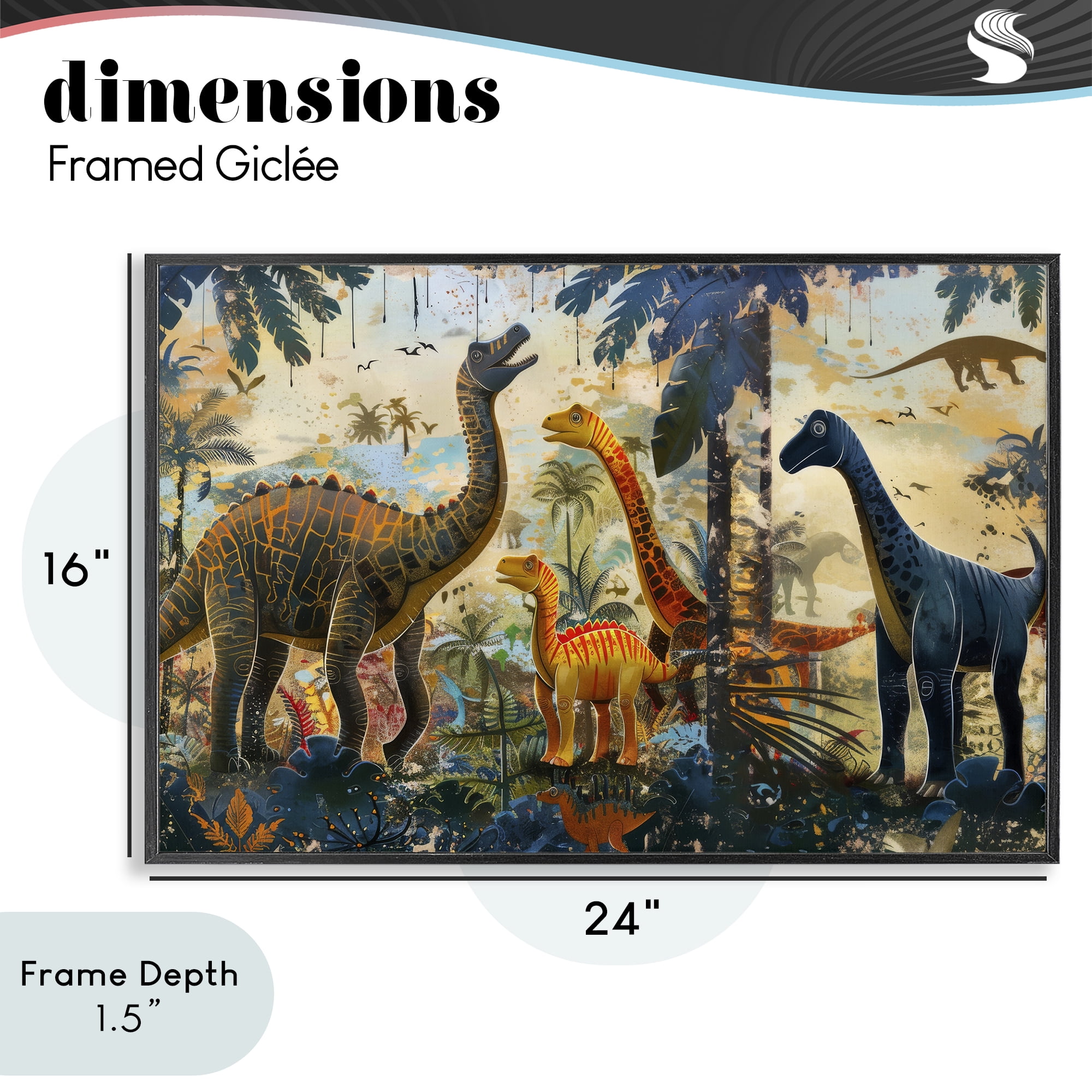 Stupell Industries Jurassic Journey in Nature Black Framed Giclee Art, design by Lazar Studio