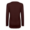 thumbnail image 6 of Hfyihgf Plus Size Womens Long Sleeve Henley T Shirts Button Down Slim Fit Tops Scoop Neck Basic Ribbed Knit Shirts(Wine,S), 6 of 8