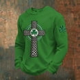 thumbnail image 2 of XIAOCHA Men's St. Patrick's Day Sweatshirt Celtic Cross Shamrock Print Crew Neck Waffle Knit Top Festive Irish Style Casual Everyday Shirt, 2 of 3