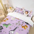 thumbnail image 2 of Castle Fairy Cartoon Jungle Animal Duvet Cover Queen,Monkey Zebra Giraffe Queen Bedding,Lavender Pink,Reversible,3-Piece,No Comforter,1 Duvet Cover and 2 Pillowcases, 2 of 6