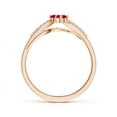 thumbnail image 2 of ANGARA Natural Classic Two Stone Ruby Bypass Split Shank Ring in 14K Rose Gold for Women (Size-3mm) | July Birthstone, Birthday, Anniversary, Jewelry Gift for Women | Natural Ruby Ring, 2 of 8