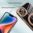 thumbnail image 3 of Designed for iPhone 14 Plus Case for Women & Girls [Compatible with MagSafe] Luxury Plating Gold Bumper Phone Cover Full Camera Protection Cover for iPhone 14 Plus 6.7 Inch-Black, 3 of 12