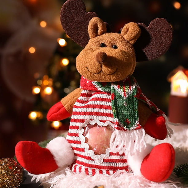 Xihbxyly Artículos En Liquidación Por Menos de 5 Dólares Muñeco de Nieve Navideño Papá Noel Reno Bolsa de Manzanas Navideñas Bolsa de Peluche de Fruta de Fructosa Segura para Nochebuena Bolsa de Terc