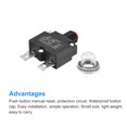 thumbnail image 4 of Unique Bargains Circuit Overload Protector 18A AC125/250V DC32V Push Button Thermal Circuit Breaker with Waterproof Caps 3pcs, 4 of 5