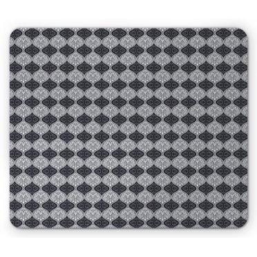 Floral Mouse Pad, Botanical Abstract Damask with and Vintage Influences, Rectangle Non-Slip Rubber Mousepad, Purpleblue Blue Grey, by Ambesonne